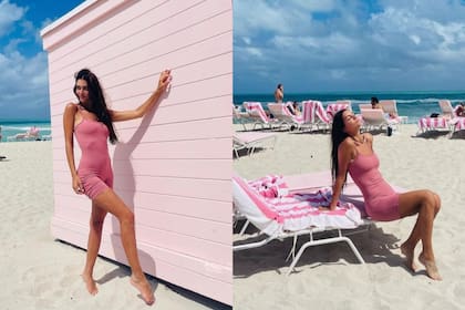 Zaira lució su esbelta figura con un conjunto al cuerpo color rosado