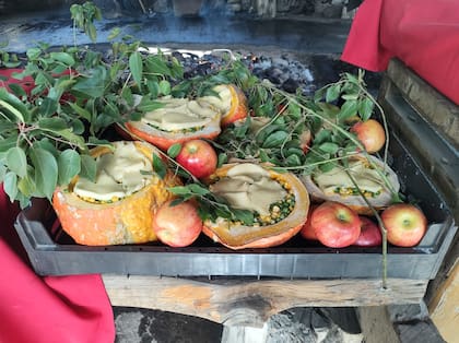 Zapallos rellenos con queso cremoso, arvejas y choclo, uno de los platos preferidos de los vegetarianos.