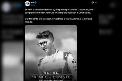 El posteo de la cuenta oficial de la FIA para despedir al expiloto Zdeněk Chovanec