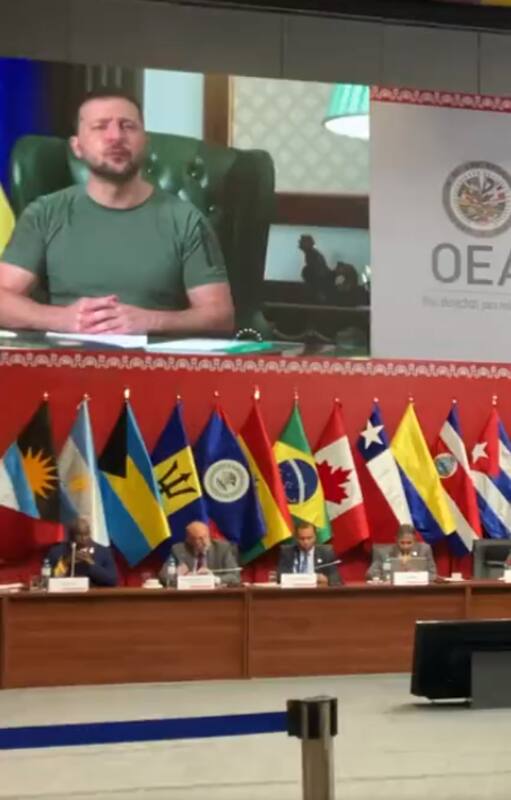 Zelensky apareció en la reunión de la OEA con un mensaje grabado por video
