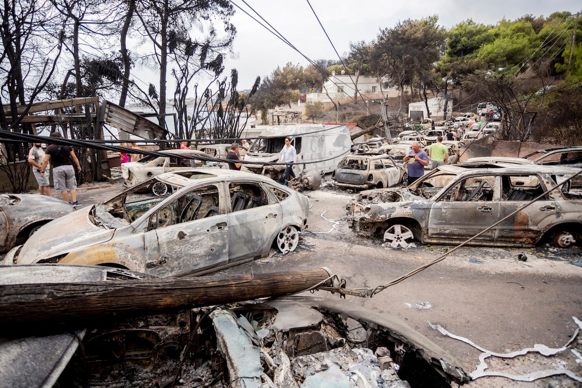Zonas afectadas por los incendios forestales en Mati, Grecia
