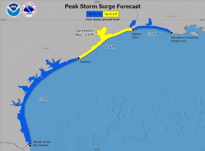 Zonas con mayor riesgo por marejadas ciclónicas en Texas en los próximos tres días