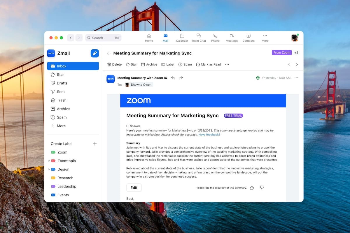 Zoom ha implementado nuevas funciones en Zoom IQ, su asistente de Inteligencia Artificial (IA) generativa, ideadas para mejorar la productividad de las tareas diarias con herramientas como el resumen de la reunión y la redacción de Team Chat, a las que se podrá acceder a través de pruebas gratuitas
