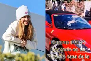 Dos youtubers causaron revuelo al aparecerse con un Ferrari rojo y disfrazados de Bizarrap en la puerta de la casa de Shakira