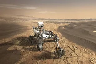 Una vista de Perseverance, el rover explorador que acaba sus ruedas en Marte