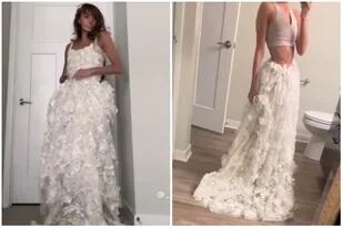 Copió un vestido de novia de miles de dólares por solo 250 y sorprendió con el resultado (Foto: TikTok @_boringbb)