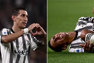 Las dos caras de Di María en el debut en Juventus: alegría por el gol y dolor por la lesión