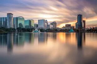 Orlando, Florida, una vista del Lago Eola