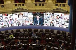 La Cámara de Diputados durante la sesión virtual