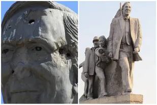 La estatua de Néstor Kirchner dañada en la ruta siete